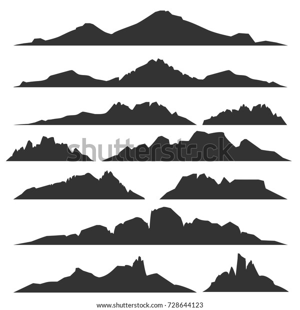 Mountain Silhouettes Overlook Vector Rocky Hills Stock Vector (Royalty ...