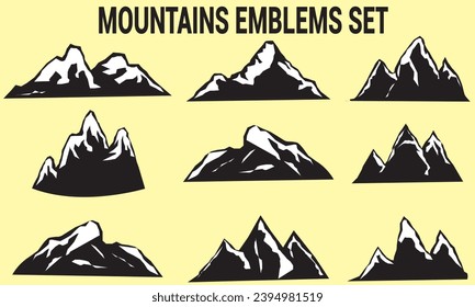 Mountain silhouettes, mountain range vector icon set