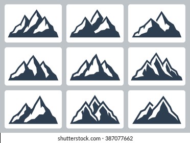 Mountain silhouettes, mountain range vector icon set