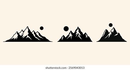 Mountain Silhouettes Set  Icon Collection in Vector Illustration
