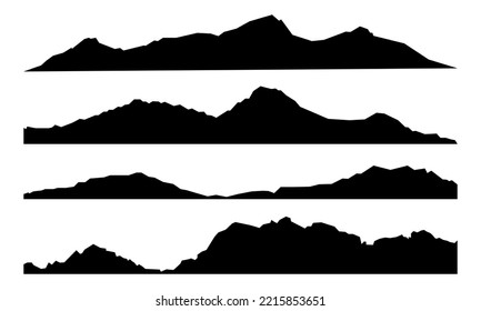 Mountain silhouettes set. Vector illustration isolated on white background
