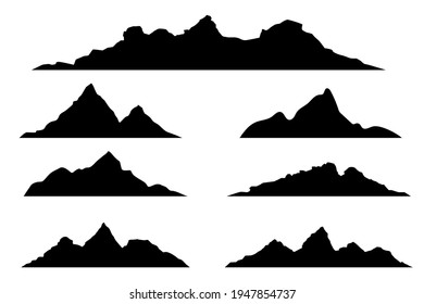 Mountain silhouettes. Vector collection of mountain landscape shapes for design
