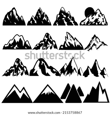 Mountain Silhouettes vector isolated on white background.