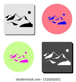 mountain. simple flat vector icon illustration on four different color backgrounds