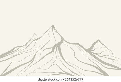 Mountain Simple Handgezeichneter Hintergrund-Vektor. Minimale Landschaftskunst mit Linien-Kunstvektor
