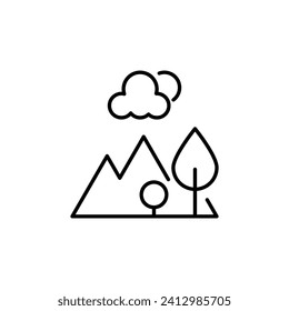 Mountain Simple Minimalistic Outline Icon. Suitable for books, stores, shops. Editable stroke in minimalistic outline style. Symbol for design 
