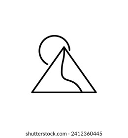 Mountain Simple Outline Icon. Suitable for books, stores, shops. Editable stroke in minimalistic outline style. Symbol for design 