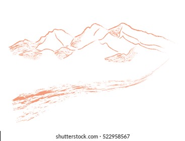 mountain sinai path road landscape outline vector illustration