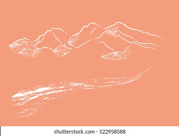 mountain sinai path road landscape outline vector illustration