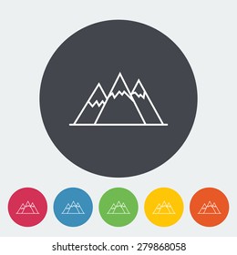 Mountain. Single flat icon on the circle. Vector illustration.
