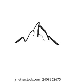 Mountain sketch, line art style illustration