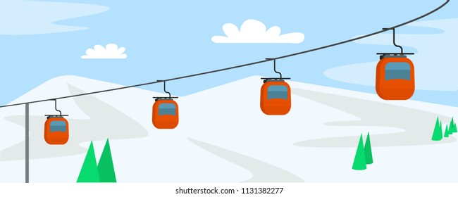 Mountain ski cabine concept background. Flat illustration of mountain ski cabine vector concept background for web design