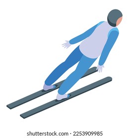 Mountain ski jumping icon isometric vector. Winter jump. Ski sport