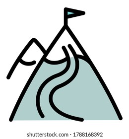 Mountain ski resort icon. Outline mountain ski resort vector icon for web design isolated on white background