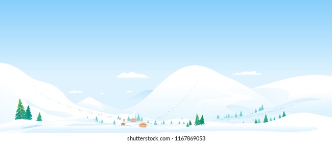 Mountain Ski Resort Landscape Background