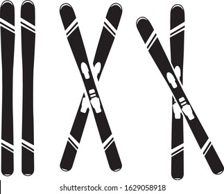 mountain ski and stick vector illustration isolated on white background