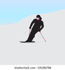 The mountain skier on descent from the mountain
