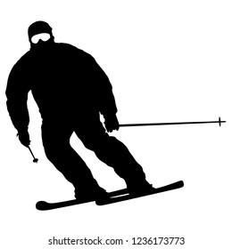 Mountain skier speeding down slope sport silhouette