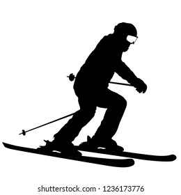 Mountain skier speeding down slope sport silhouette