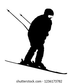 Mountain skier speeding down slope sport silhouette
