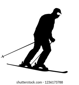 Mountain skier speeding down slope sport silhouette