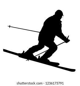 Mountain skier speeding down slope sport silhouette