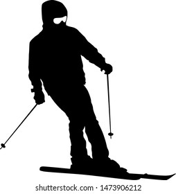 Mountain skier speeding down slope sport silhouette