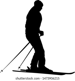 Mountain skier speeding down slope sport silhouette