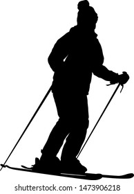 Mountain skier speeding down slope sport silhouette