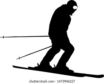 Mountain skier speeding down slope sport silhouette
