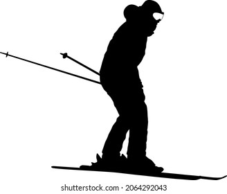Mountain skier speeding down slope sport silhouette.