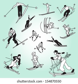 Mountain skiers set 