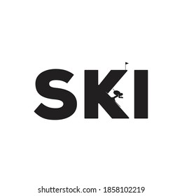 Mountain Skiing Logo Design Template