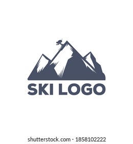 Mountain Skiing Logo Design Template