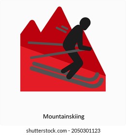 Mountain Skiing or Skating Icon Concept