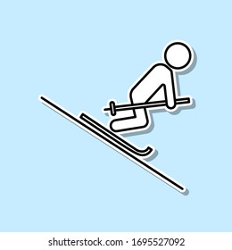 Mountain skiing sticker icon. Simple thin line, outline vector of Turizm icons for ui and ux, website or mobile application