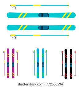 Mountain skis isolated vector icon. 