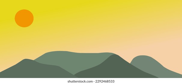 Hintergrund-Illustration auf Berg- und Himmelslandschaft. Vektoreinfaches Design.