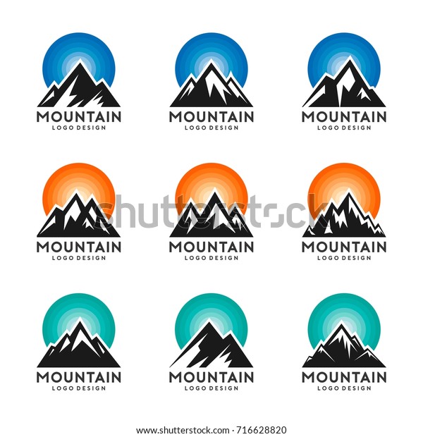 Mountain Sky Logo Template Vector Set Stock Vector (Royalty Free) 716628820
