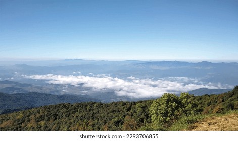 mountain sky and mist view vector illustration in thailand