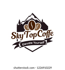 Mountain Sky Top Coffee Logo Design Inspiration
