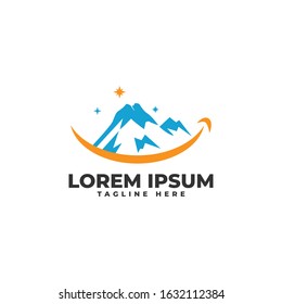 Mountain with Smile Line Logo Vector Icon Illustration