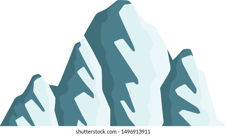 Mountain with snow. Element of nature. Travel logo. Cartoon flat illustration