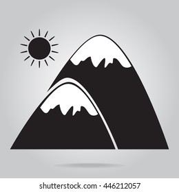 Mountain with snow icon