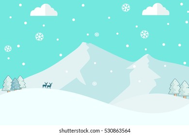 Mountain Snow Landscape Vector Illustration