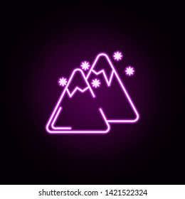 Mountain Snow neon icon. Elements of winter set. Simple icon for websites, web design, mobile app, info graphics