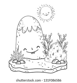mountain snow and sun kawaii characters