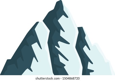 Mountain with snow. Travel logo. Cartoon flat illustration. Element of nature