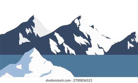 Mountain and snow view flat illustration