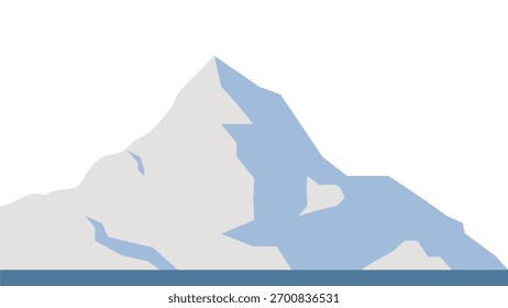 Ilustración plana de vista de montaña y nieve